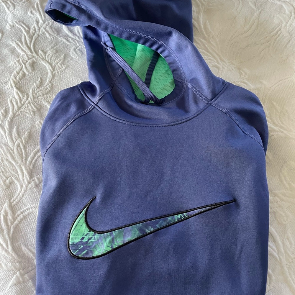 Nike Hoodie Womens Purple Blue Green  Center Swoosh Dri Fit  Sweatshirt M